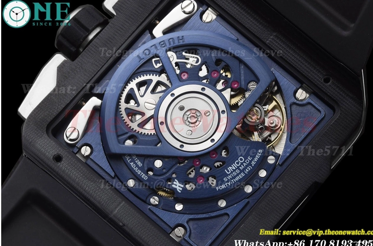 Cer HUB1280A Dial RU Square Skeleton 42mm SS Bang Blue BBF Unico 1230